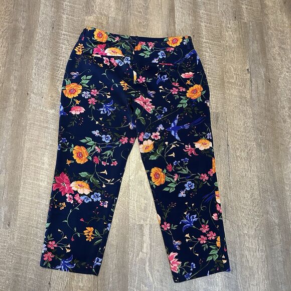 Old Navy Harper Mid Rise Pant Floral Humming Bird Print Size 12 Regular - Picture 6 of 6